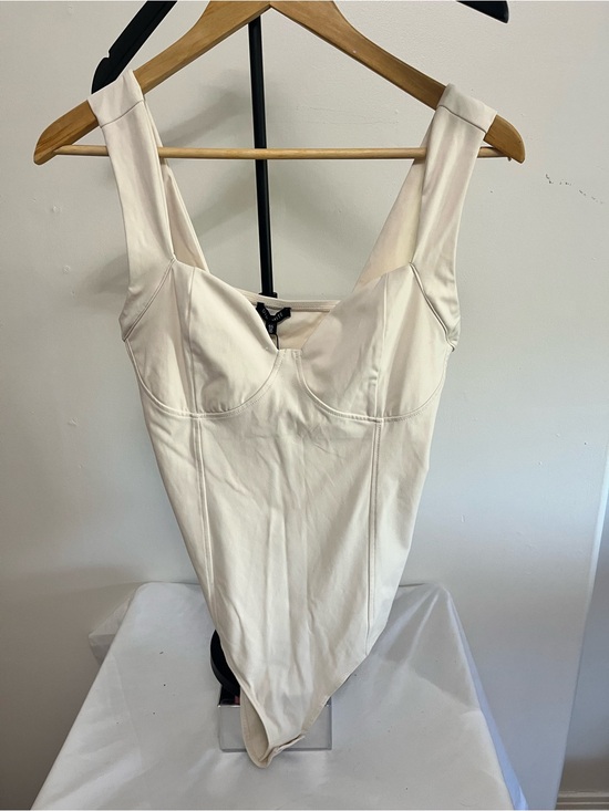 Dynamite Tops - Dynamite Cream Fitted Bustier Bodysuit